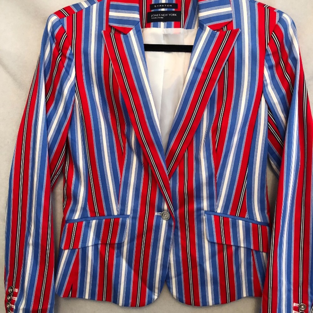 Jones New York blue and red striped blazer